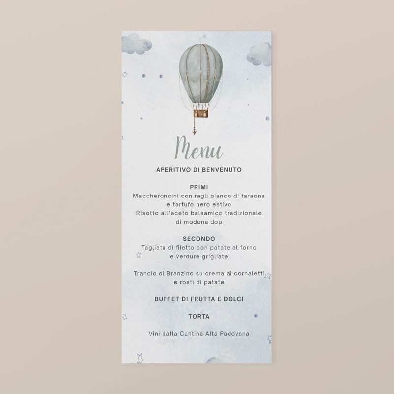 Hot air balloon menu