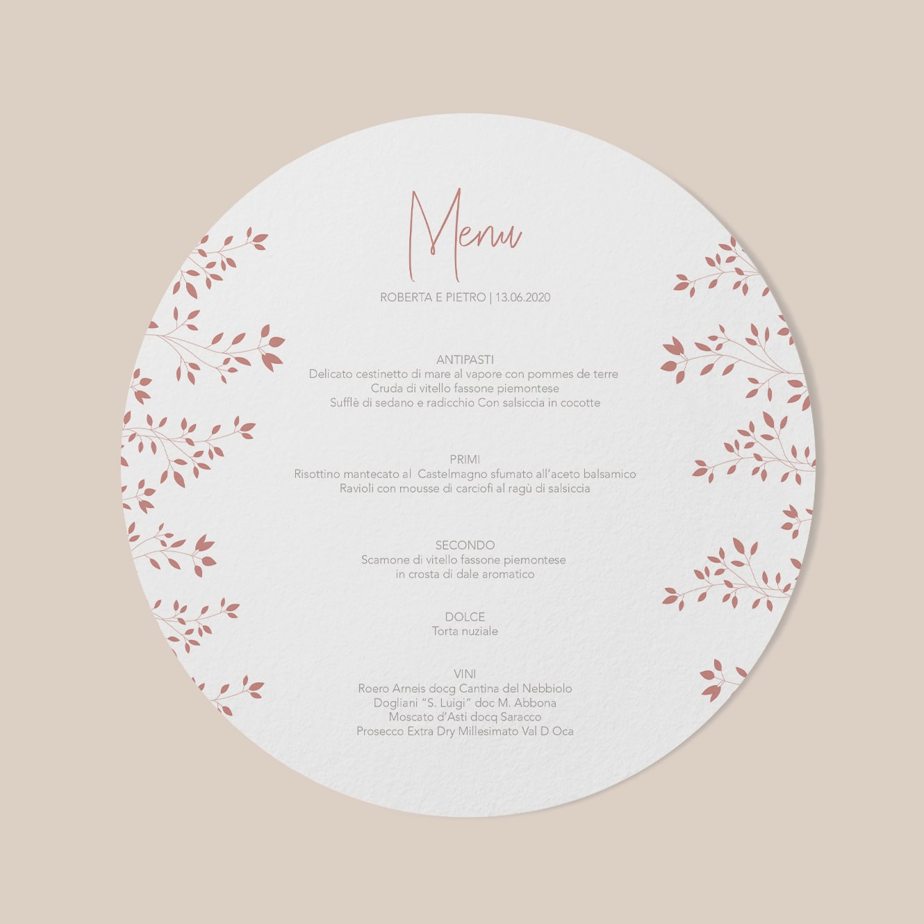modello matera partecipazioni matrimonio invito romantico delicato wedding suite coordinati grafici menu tondo