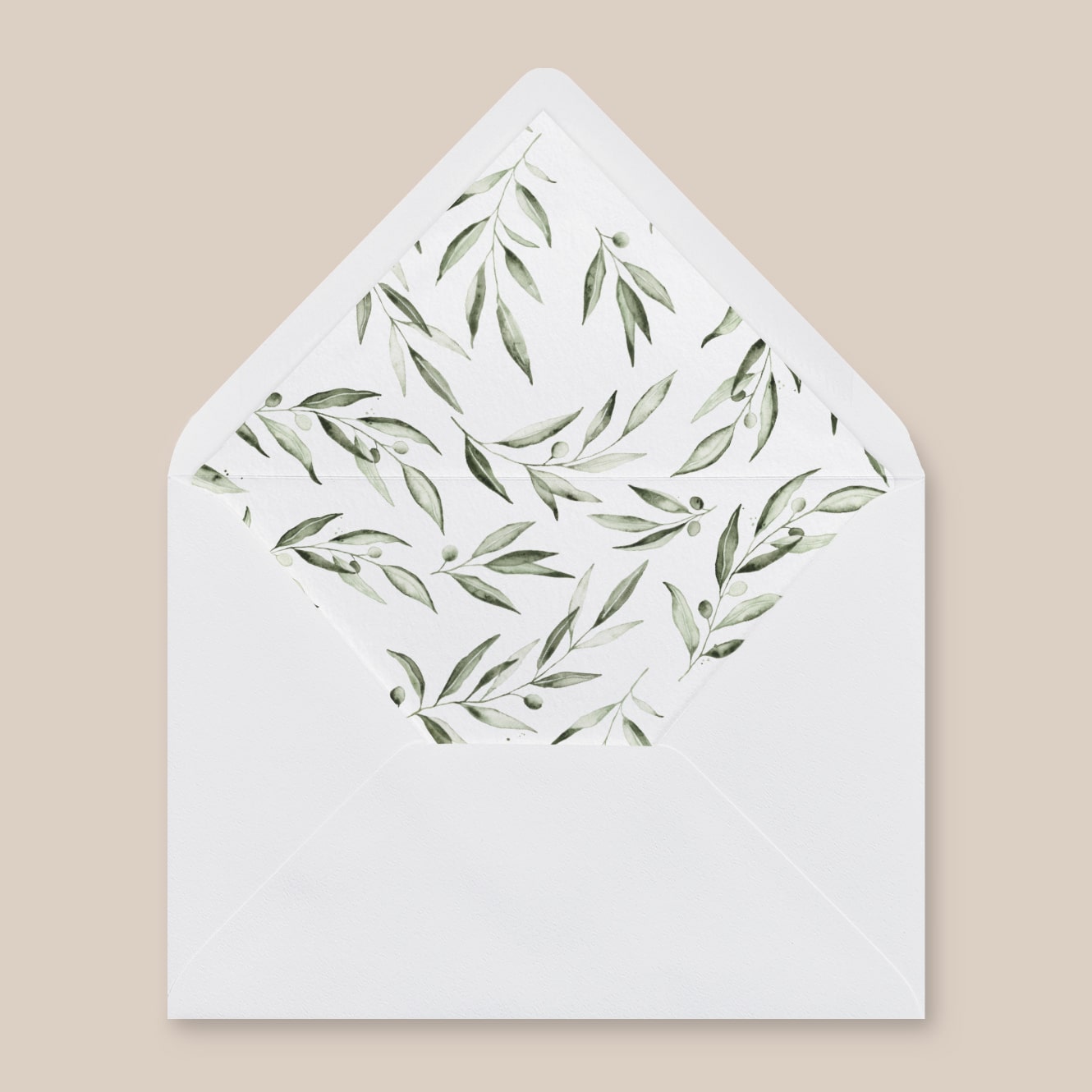 Lucca Model Wedding Stationery Elegant Olive Leaf Wedding Suite Coordinated Graphics Envelope Liner