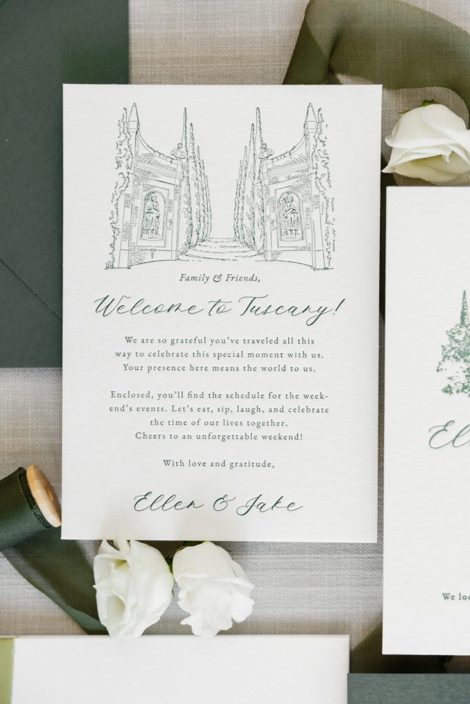 Villa Centinale Tuscany wedding invitations