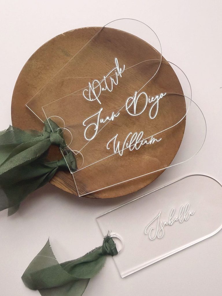 Acrylic wedding place cards