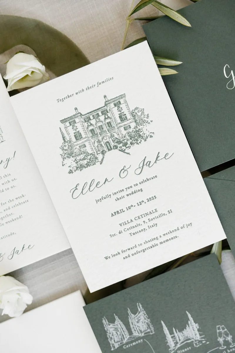 Villa Cetinale wedding invitation